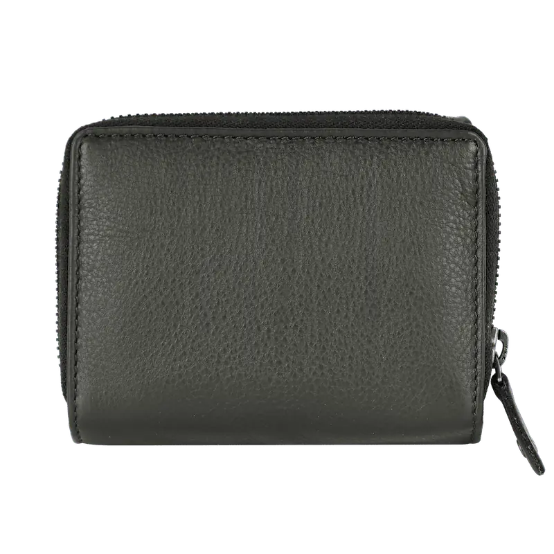 Geldbörse 12x10cm in Grün|Oliv mit separatem Reißverschlussfach - leder-accessoires.com