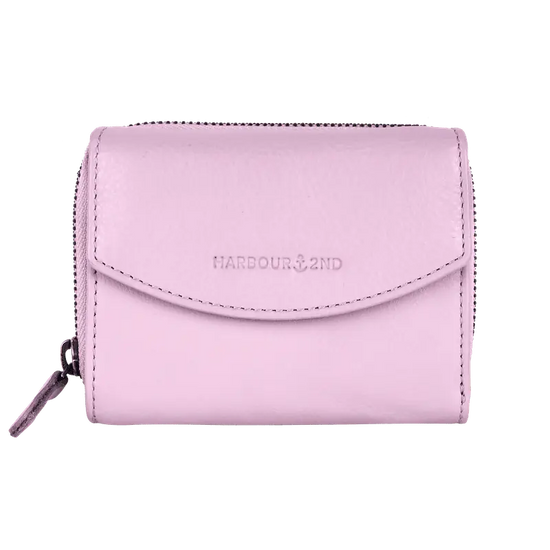 Geldbörse 12x10cm in Flieder mit separatem Reißverschlussfach - leder-accessoires.com