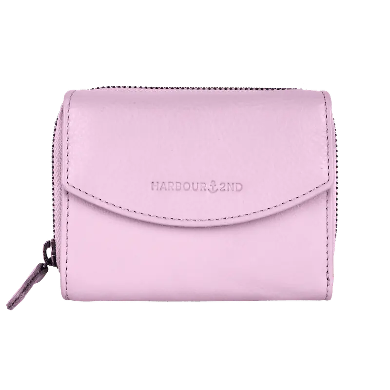 Geldbörse 12x10cm in Flieder mit separatem Reißverschlussfach - leder-accessoires.com