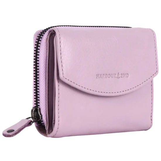 Geldbörse 12x10cm in Flieder mit separatem Reißverschlussfach - leder-accessoires.com