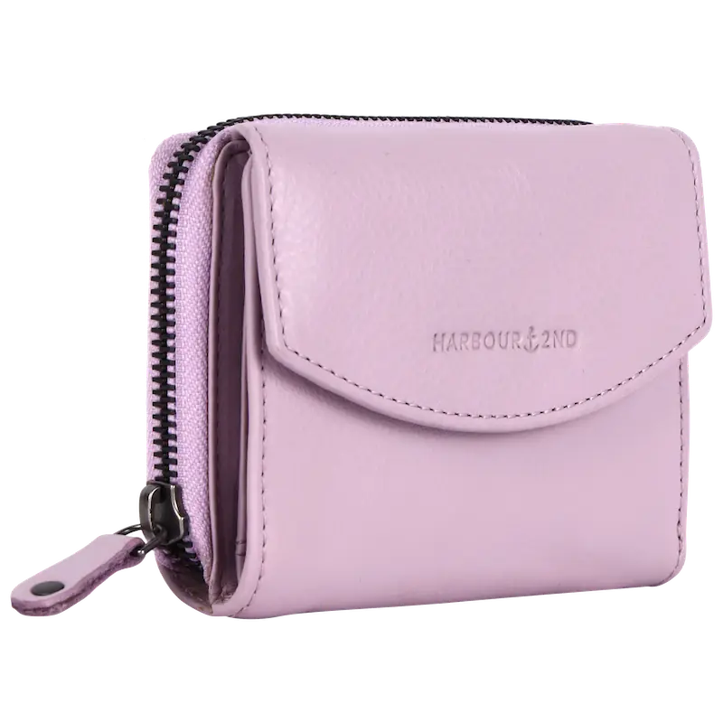 Geldbörse 12x10cm in Flieder mit separatem Reißverschlussfach - leder-accessoires.com