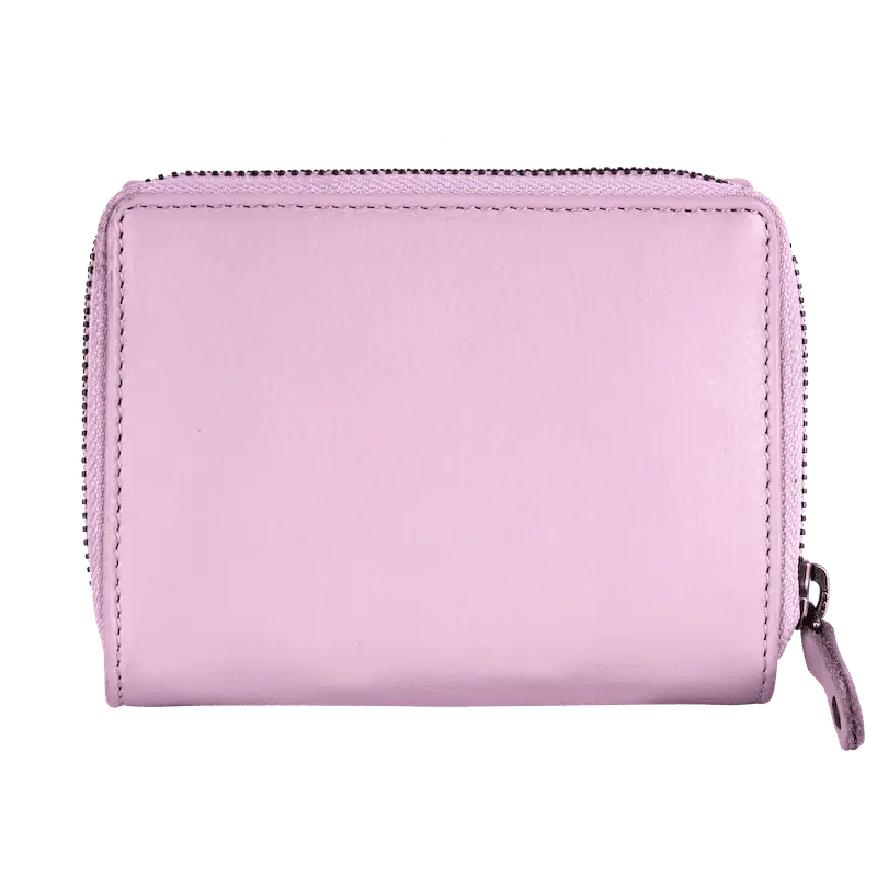 Geldbörse 12x10cm in Flieder mit separatem Reißverschlussfach - leder-accessoires.com