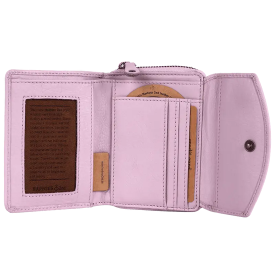 Geldbörse 12x10cm in Flieder mit separatem Reißverschlussfach - leder-accessoires.com