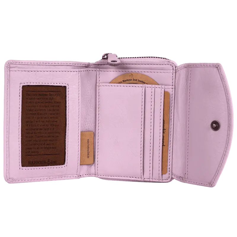Geldbörse 12x10cm in Flieder mit separatem Reißverschlussfach - leder-accessoires.com