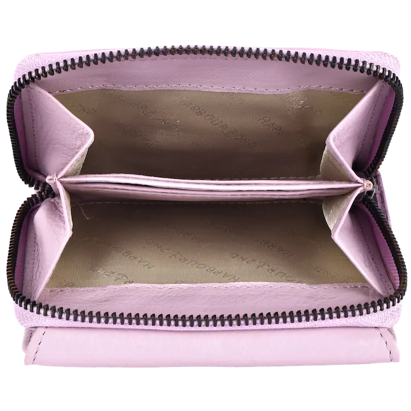 Geldbörse 12x10cm in Flieder mit separatem Reißverschlussfach - leder-accessoires.com
