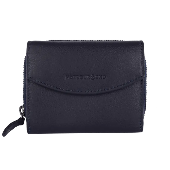 Geldbörse 12x10cm in Marine|Blau mit separatem Reißverschlussfach - leder-accessoires.com