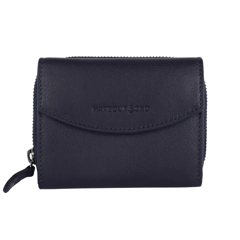 Geldbörse 12x10cm in Marine|Blau mit separatem Reißverschlussfach - leder-accessoires.com