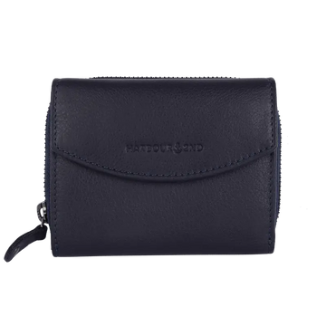 Geldbörse 12x10cm in Marine|Blau mit separatem Reißverschlussfach - leder-accessoires.com