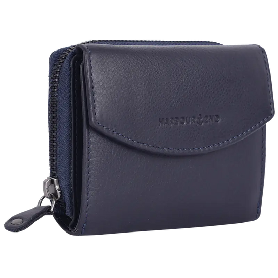 Geldbörse 12x10cm in Marine|Blau mit separatem Reißverschlussfach - leder-accessoires.com
