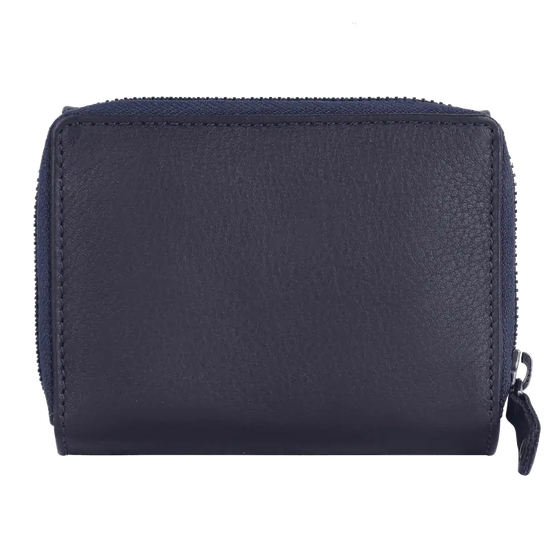 Geldbörse 12x10cm in Marine|Blau mit separatem Reißverschlussfach - leder-accessoires.com
