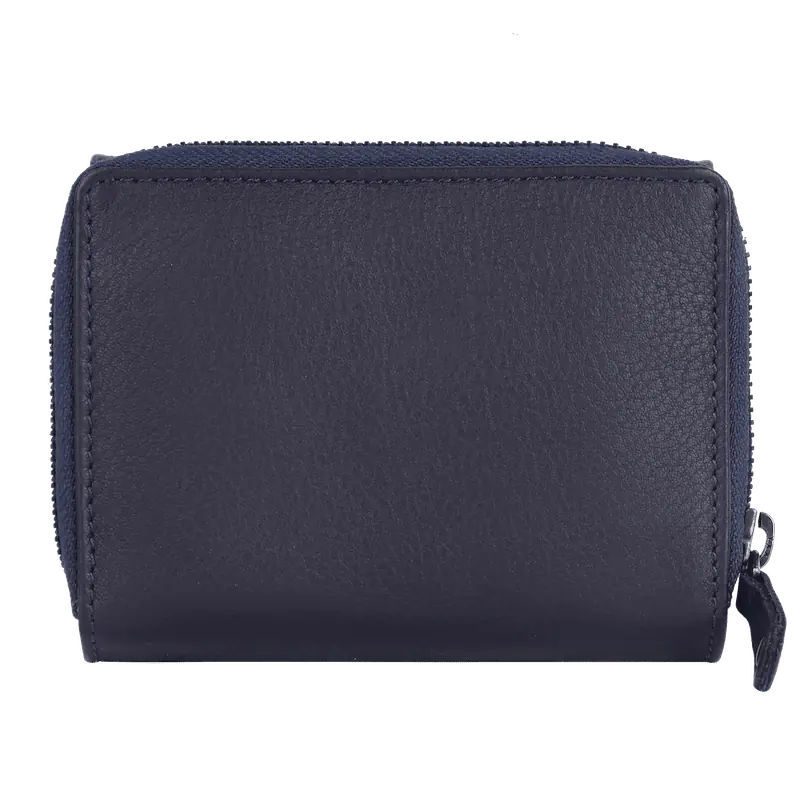 Geldbörse 12x10cm in Marine|Blau mit separatem Reißverschlussfach - leder-accessoires.com