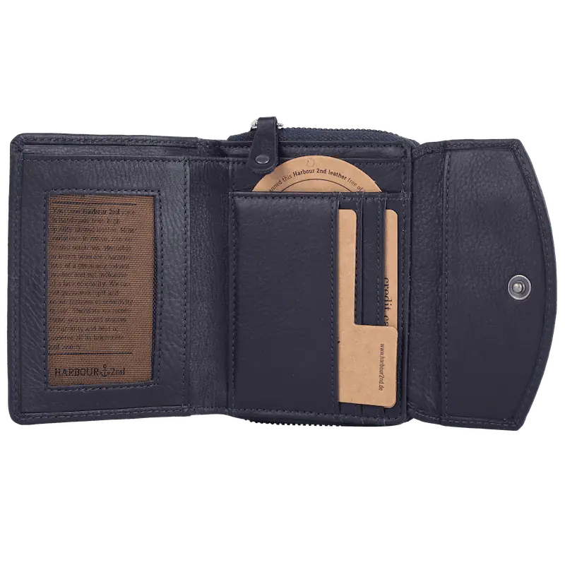 Geldbörse 12x10cm in Marine|Blau mit separatem Reißverschlussfach - leder-accessoires.com