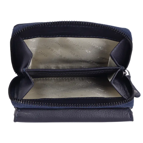 Geldbörse 12x10cm in Marine|Blau mit separatem Reißverschlussfach - leder-accessoires.com