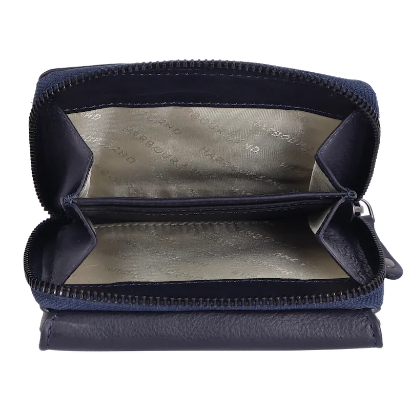 Geldbörse 12x10cm in Marine|Blau mit separatem Reißverschlussfach - leder-accessoires.com