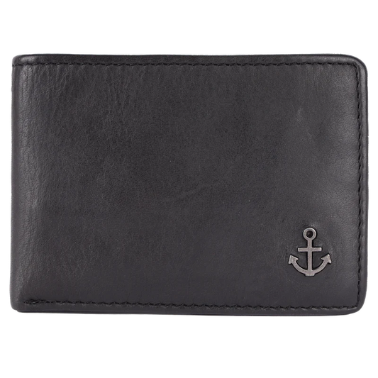 Lederbörse Querformat 10x7,5cm in Schwarz - leder-accessoires.com