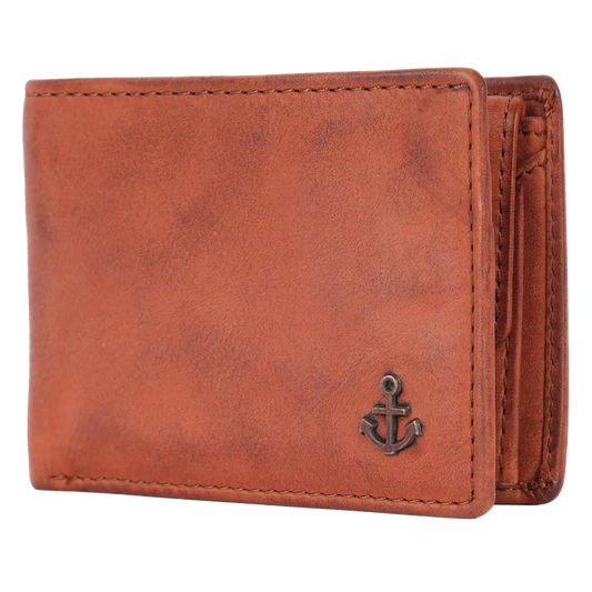 Lederbörse Querformat 10x7,5cm in Cognac - leder-accessoires.com