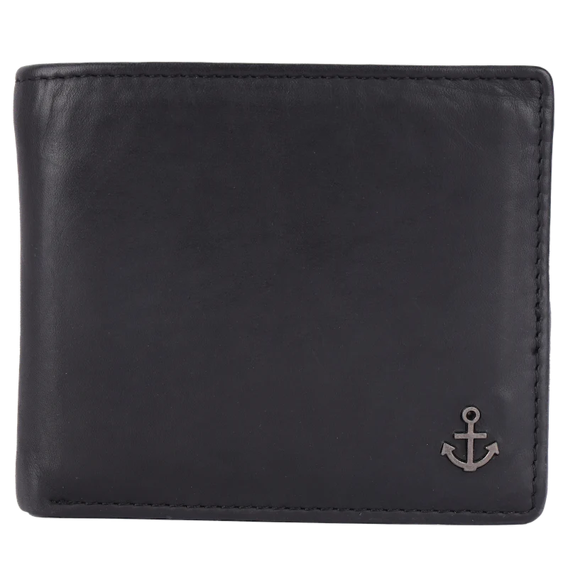 Lederbörse Querformat 11x9,5cm in Schwarz - leder-accessoires.com