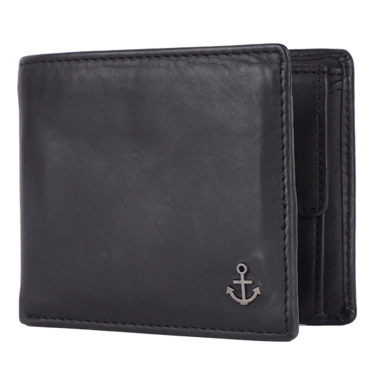 Lederbörse Querformat 11x9,5cm in Schwarz - leder-accessoires.com