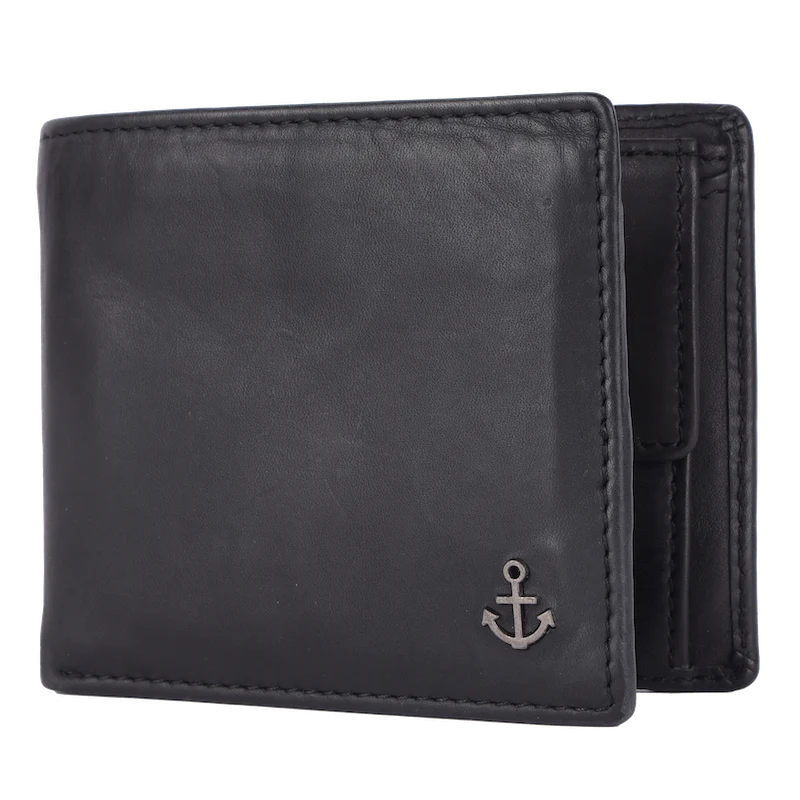 Lederbörse Querformat 11x9,5cm in Schwarz - leder-accessoires.com