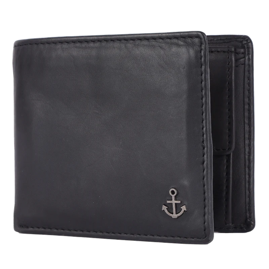 Lederbörse Querformat 11x9,5cm in Schwarz