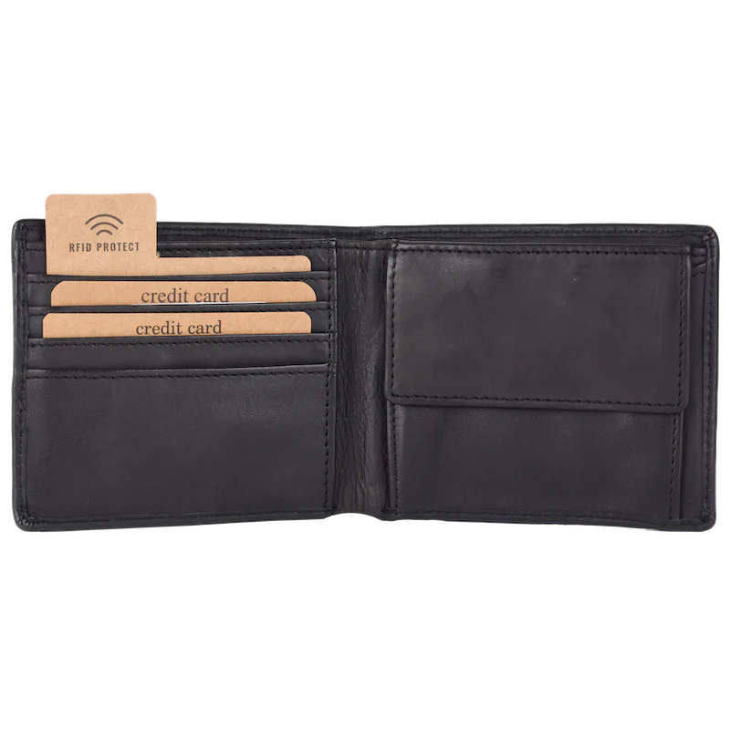 Lederbörse Querformat 11x9,5cm in Schwarz - leder-accessoires.com