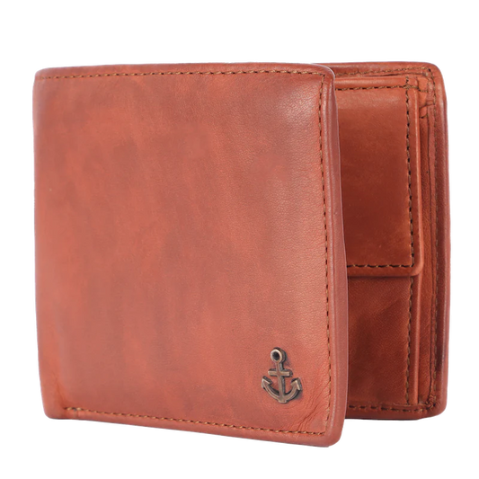 Lederbörse Querformat 11x9,5cm in Cognac