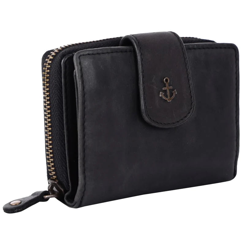Geldbörse 11x9cm in Schwarz mit separatem Münzfach - leder-accessoires.com