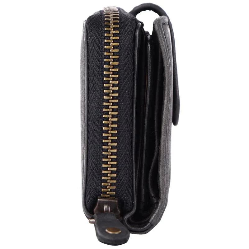 Geldbörse 11x9cm in Schwarz mit separatem Münzfach - leder-accessoires.com