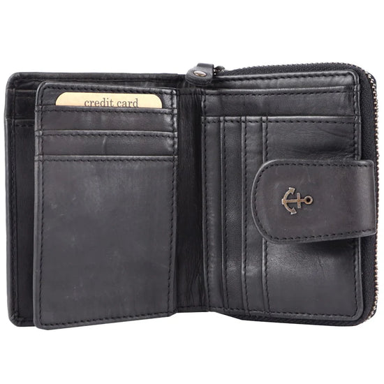 Geldbörse 11x9cm in Schwarz mit separatem Münzfach - leder-accessoires.com