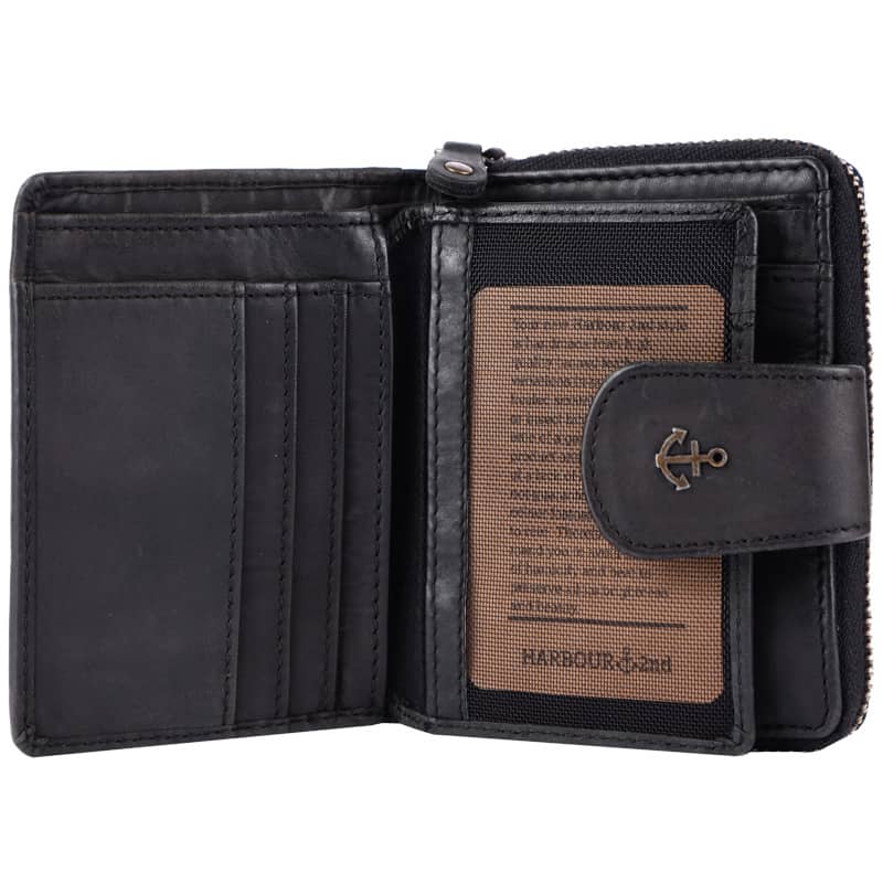 Geldbörse 11x9cm in Schwarz mit separatem Münzfach - leder-accessoires.com