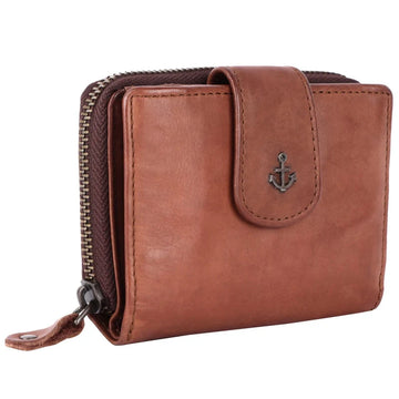 Geldbörse 11x9cm in Cognac mit separatem Münzfach - leder-accessoires.com
