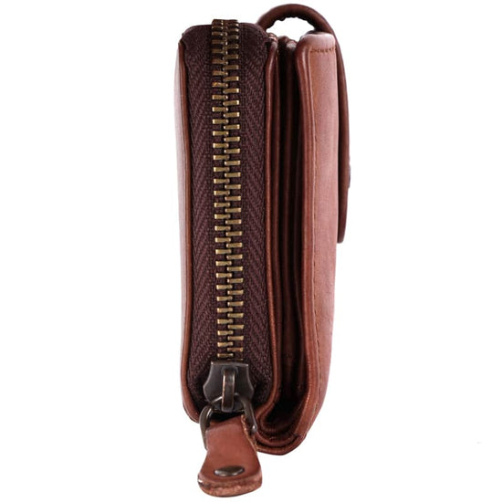Geldbörse 11x9cm in Cognac mit separatem Münzfach - leder-accessoires.com