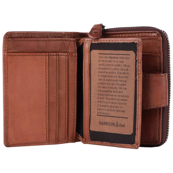 Geldbörse 11x9cm in Cognac mit separatem Münzfach - leder-accessoires.com