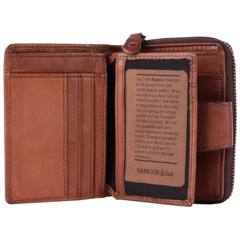 Geldbörse 11x9cm in Cognac mit separatem Münzfach - leder-accessoires.com