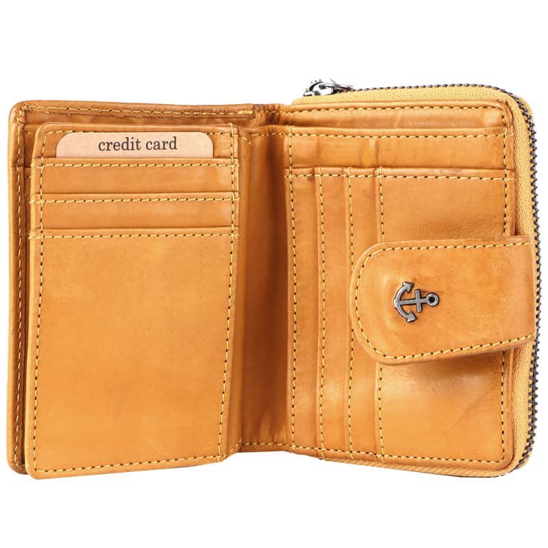 Geldbörse 11x9cm in Gelb mit separatem Münzfach - leder-accessoires.com
