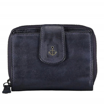 Geldbörse 11x9cm in Blau|Marine mit separatem Münzfach - leder-accessoires.com