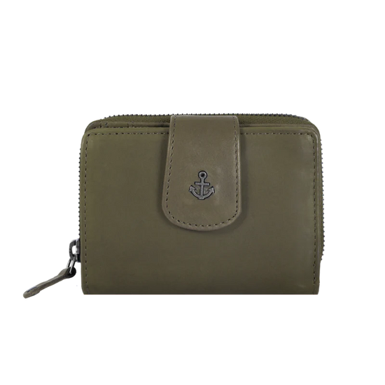 Geldbörse 11x9cm in Grün|Oliv mit separatem Münzfach - leder-accessoires.com
