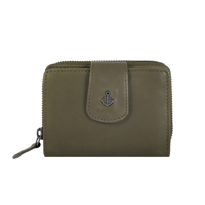Geldbörse 11x9cm in Grün|Oliv mit separatem Münzfach - leder-accessoires.com