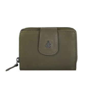 Geldbörse 11x9cm in Grün|Oliv mit separatem Münzfach - leder-accessoires.com