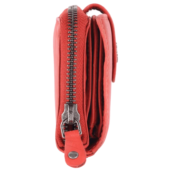 Geldbörse 11x9cm in Orange mit separatem Münzfach - leder-accessoires.com
