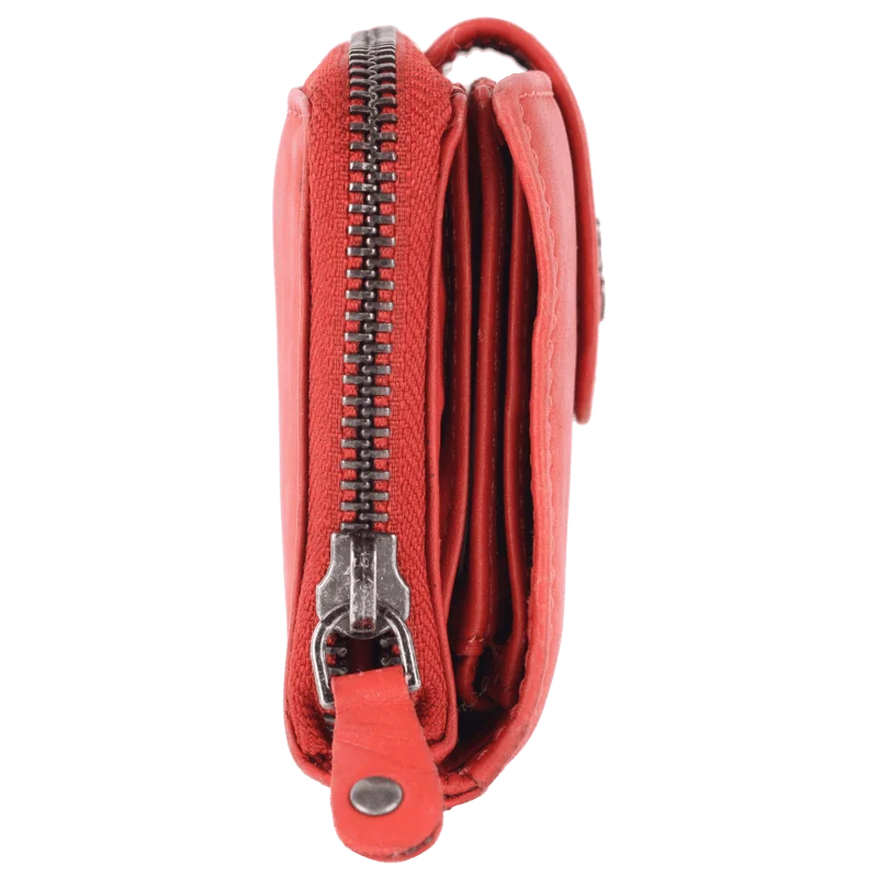 Geldbörse 11x9cm in Orange mit separatem Münzfach - leder-accessoires.com
