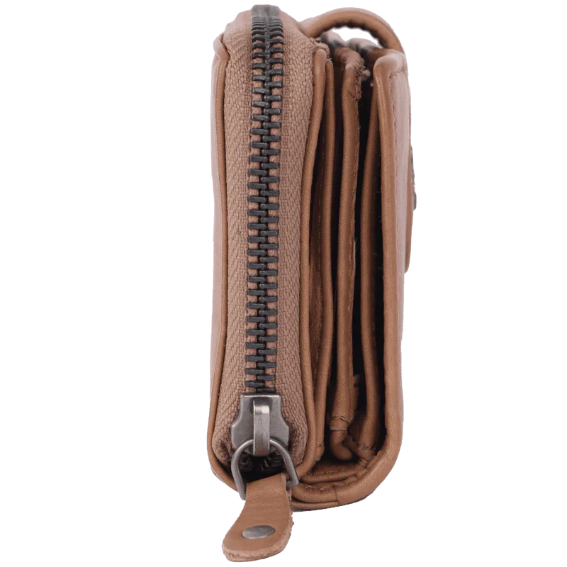 Geldbörse 11x9cm in Natur mit separatem Münzfach - leder-accessoires.com