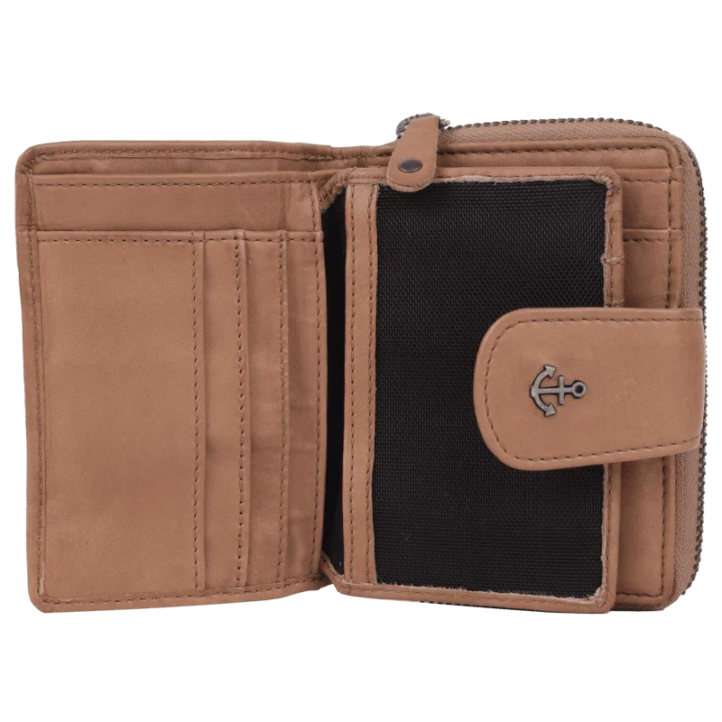 Geldbörse 11x9cm in Natur mit separatem Münzfach - leder-accessoires.com