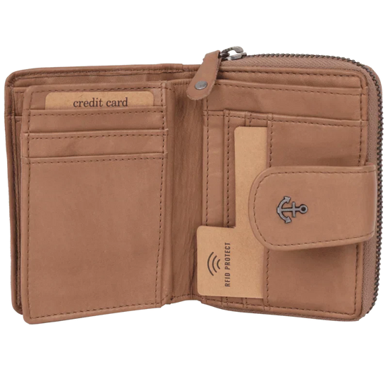 Geldbörse 11x9cm in Natur mit separatem Münzfach - leder-accessoires.com