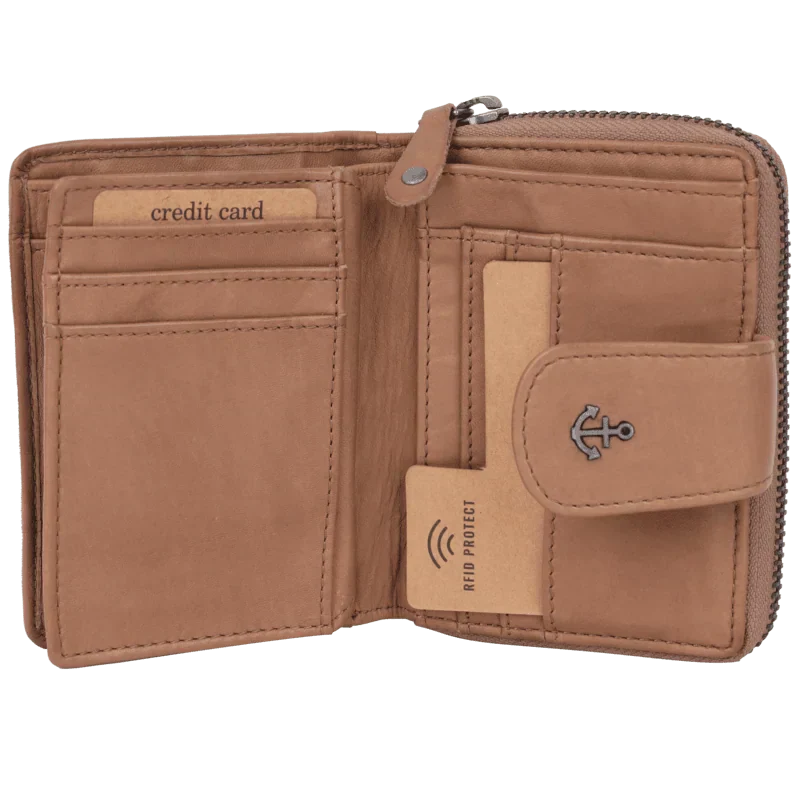 Geldbörse 11x9cm in Natur mit separatem Münzfach - leder-accessoires.com