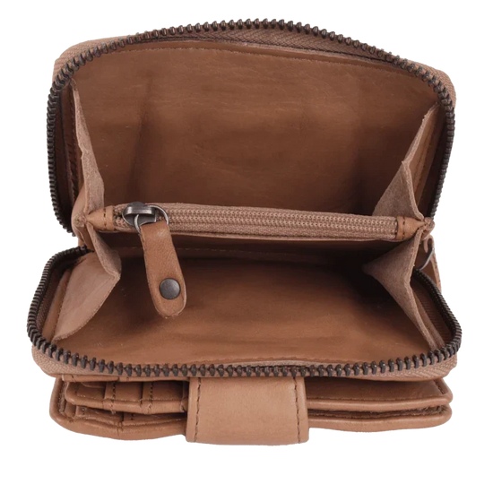 Geldbörse 11x9cm in Natur mit separatem Münzfach - leder-accessoires.com