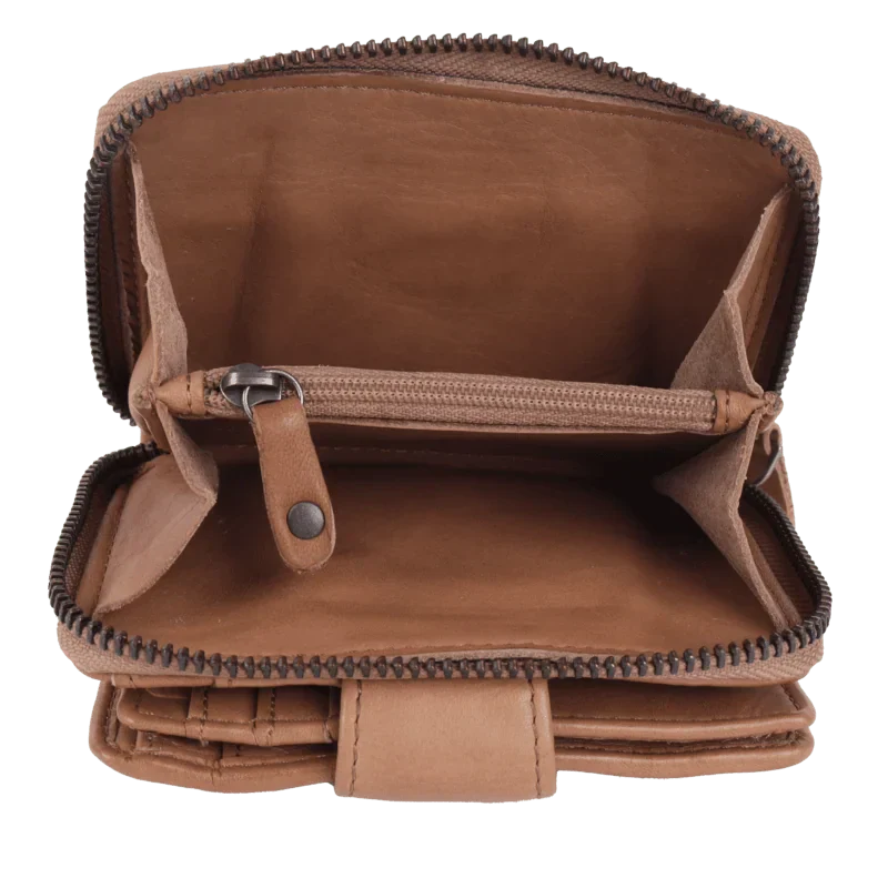 Geldbörse 11x9cm in Natur mit separatem Münzfach - leder-accessoires.com