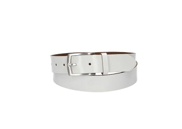 Ledergürtel Weiß 30mm mit Dornschließe in Silber - leder-accessoires.com