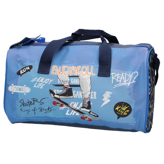 Kindersporttasche " Skater " in Blau - leder-accessoires.com