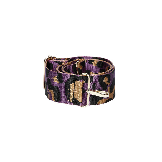 Taschenriemen|Wechselriemen in Camouflage Lila mit Karabiner Gold - leder-accessoires.com